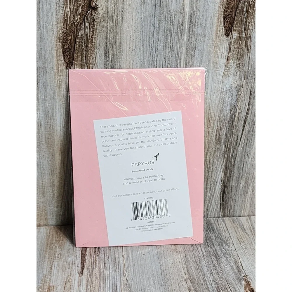 Papyrus Christopher Vine‎ Embossed Glittery Flower Stripes Birthday Card